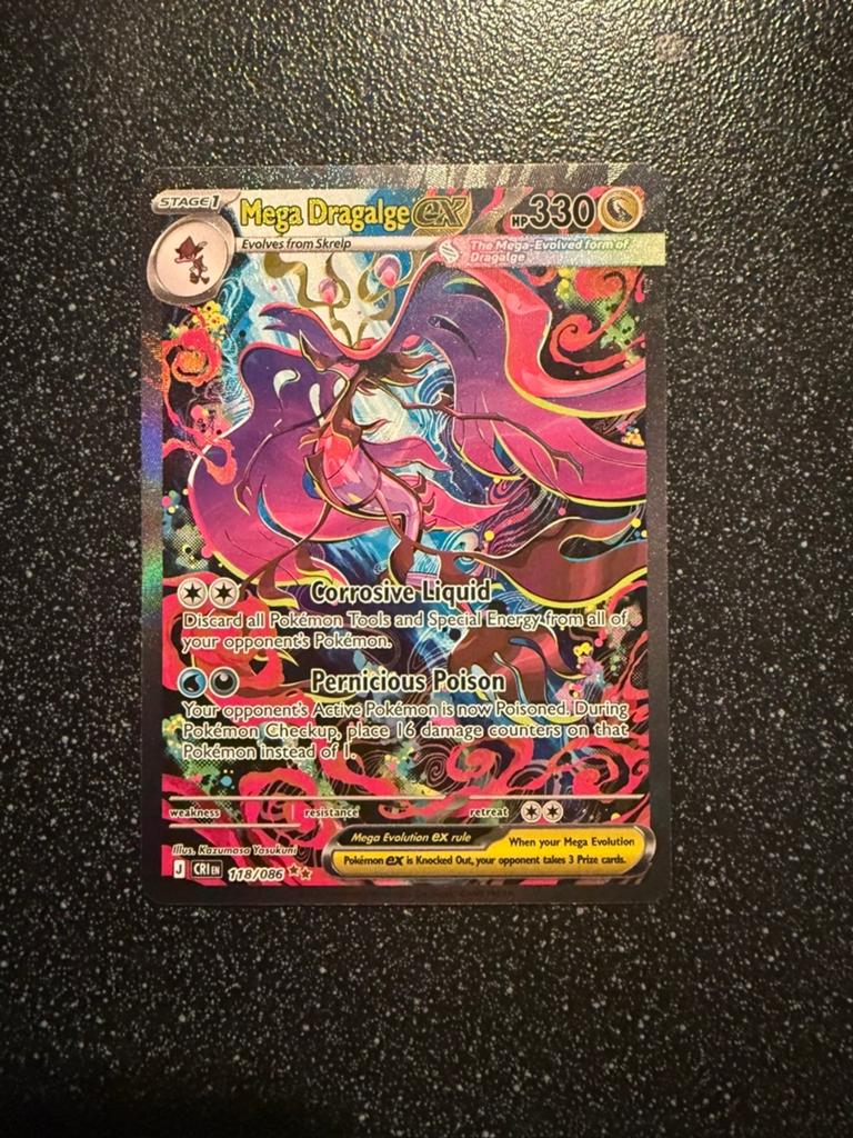 Mega Dragalge EX Pokémon Kaart - Zeldzaam, Ophalen of Verzenden, Zo goed als nieuw, Losse kaart, Foil