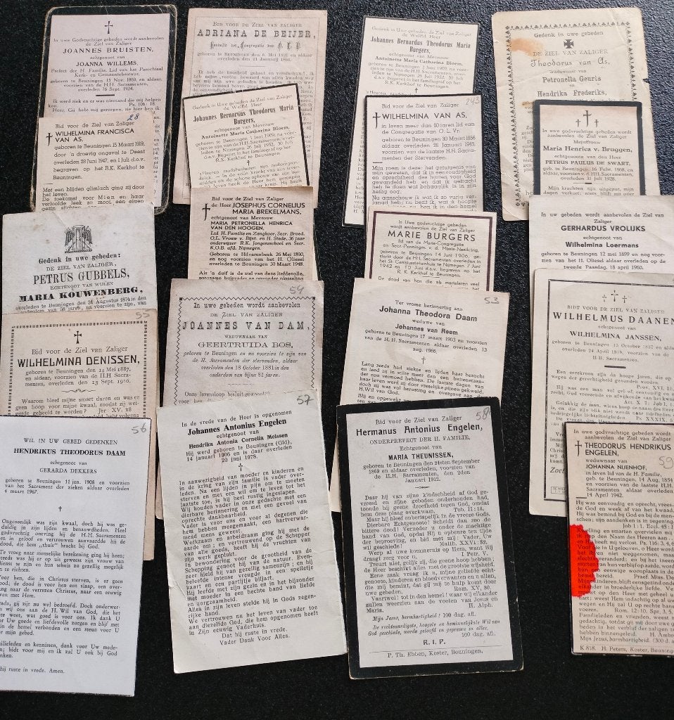 80 oude bidprentjes Geboren Beuningen (2) (Gld), Ophalen of Verzenden