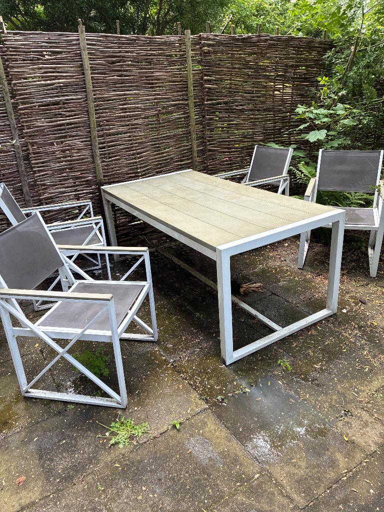 Tuinset, Tuin en Terras, Ophalen, 4 zitplaatsen, Gebruikt, Aluminium