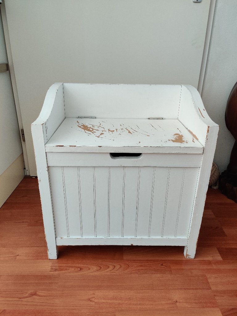 Witte houten klepbank, Huis en Inrichting, Ophalen, Gebruikt