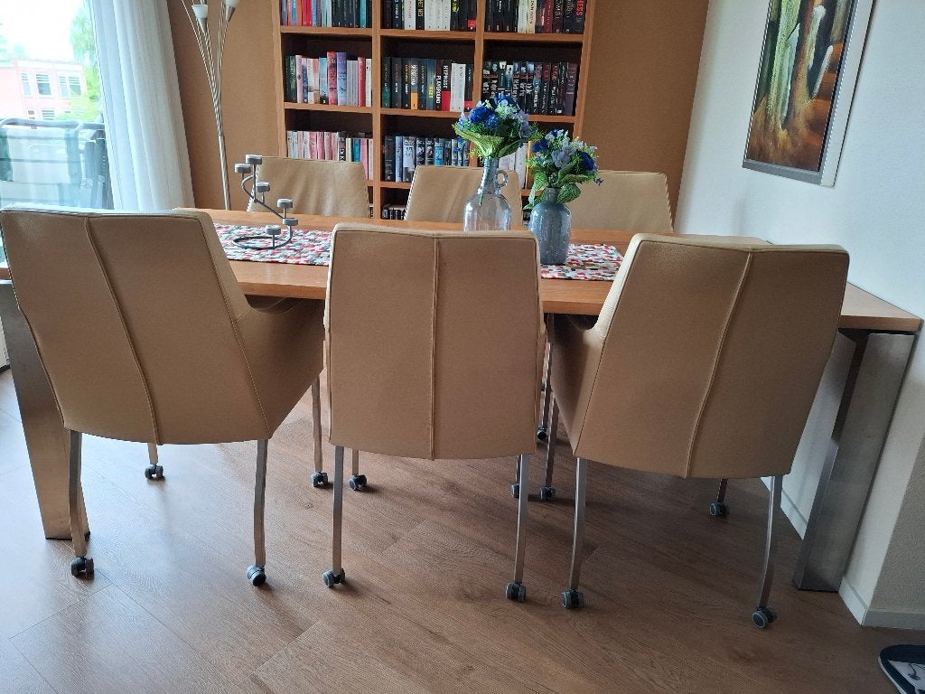 Eetkamer tafel en stoelen, Huis en Inrichting, Ophalen, Gebruikt, 200 cm of meer, 50 tot 100 cm