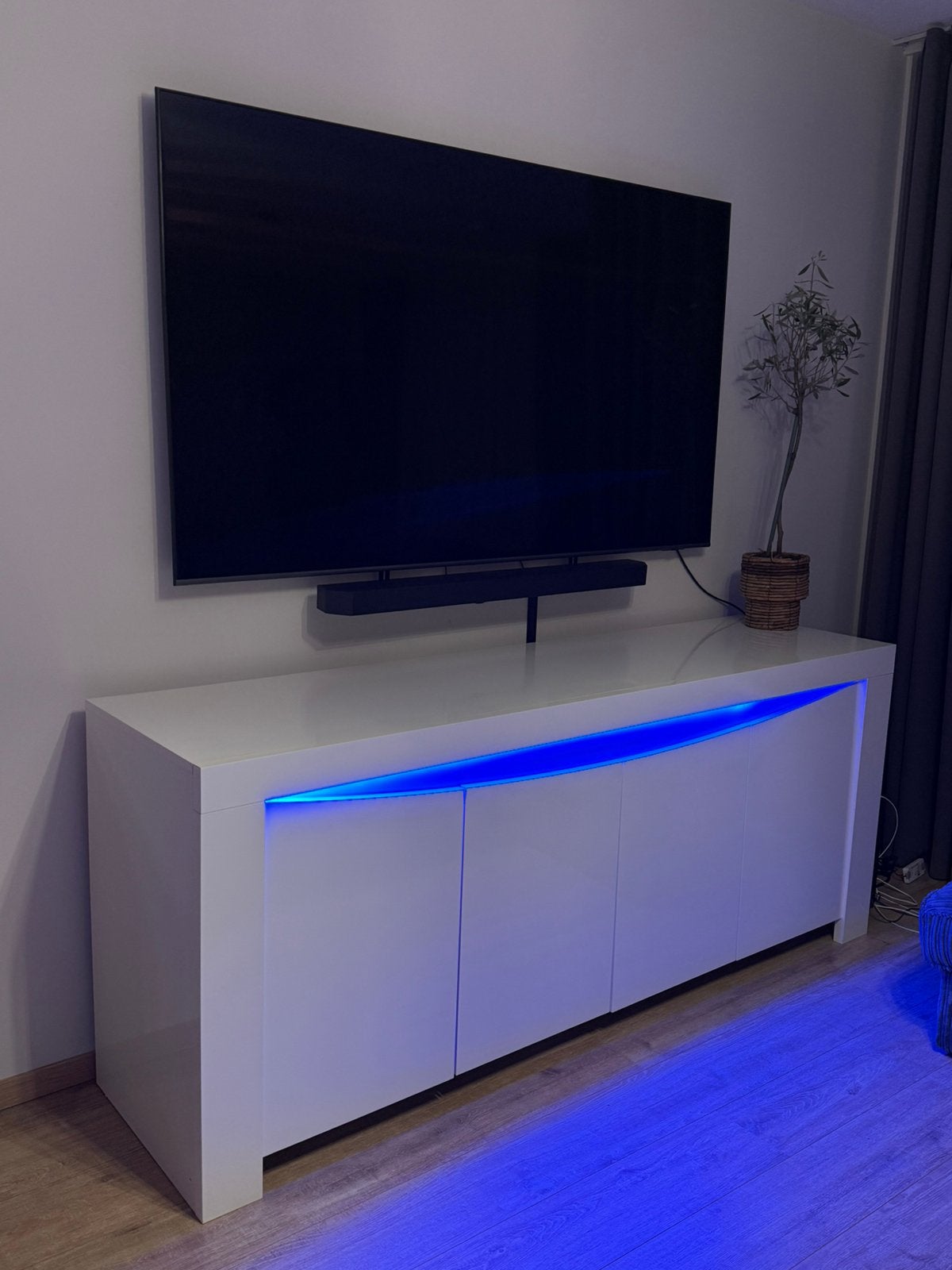 Moderne witte hoogglans TV-kast dressoir met LED-verlichting, Ophalen, Zo goed als nieuw, 25 tot 50 cm, Minder dan 100 cm