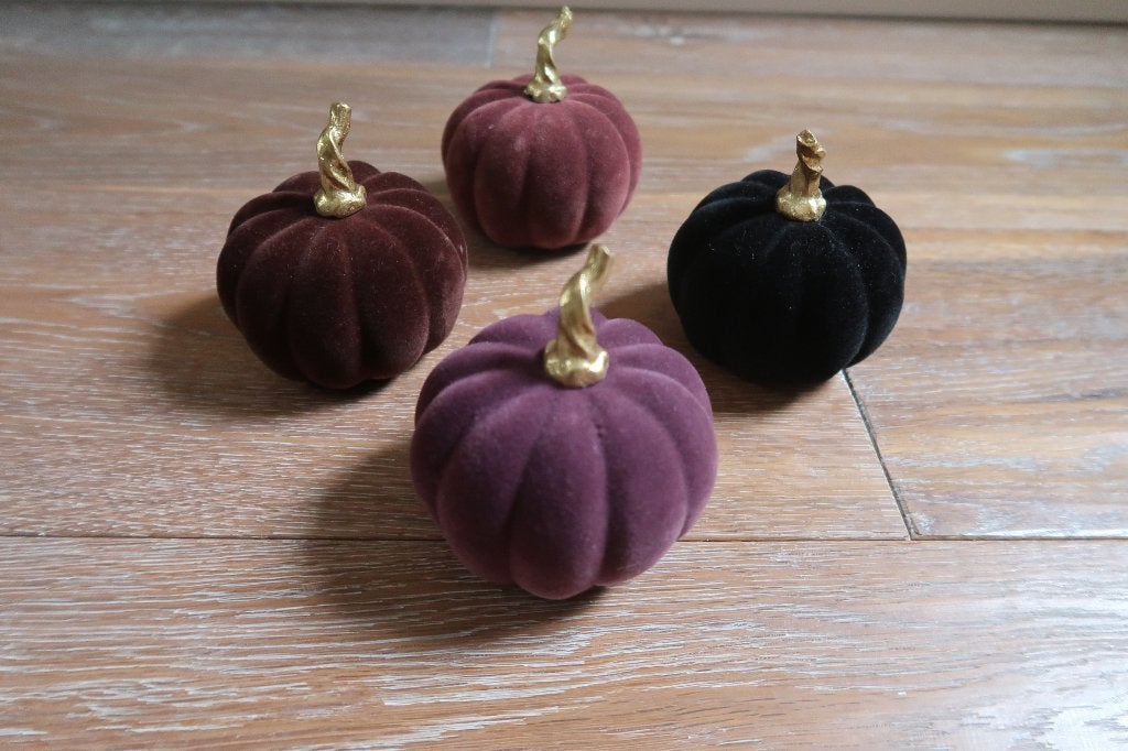 4 stuks decoratieve pompoenen / pumpis zwart/roze 8 cm Jotex, Meerkleurig, Overige materialen, Overige stijlen, Ophalen of Verzenden