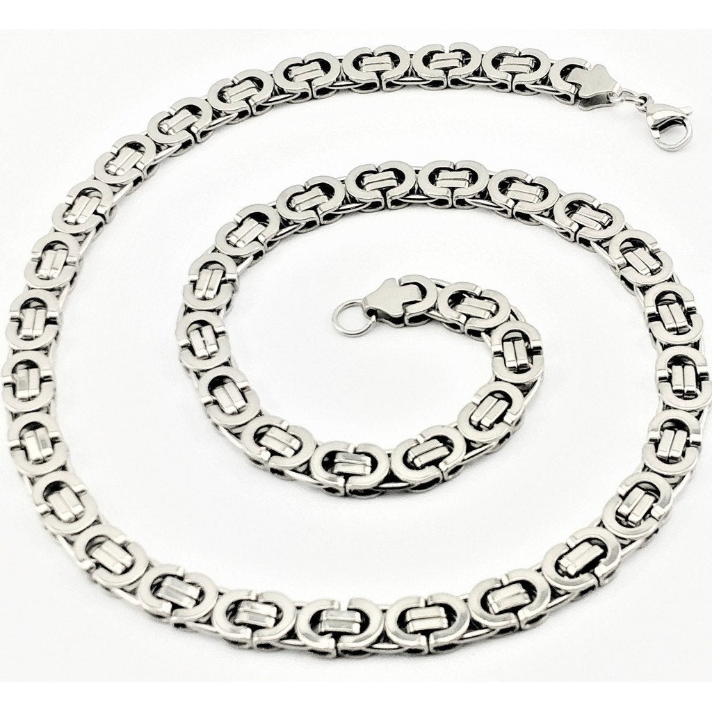 8,5mm Roestvrij Stalen Platte Koningsketting Ketting - Heren, Overige materialen, Birgitta-Gracht 33, 6465 EL Kerkrade, Nederland