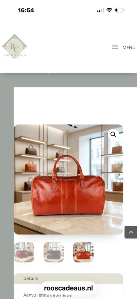 Mooie luxe leren weekendtas voor een prikkie, Ophalen, 40 tot 60 cm, 30 cm of meer, Bruin