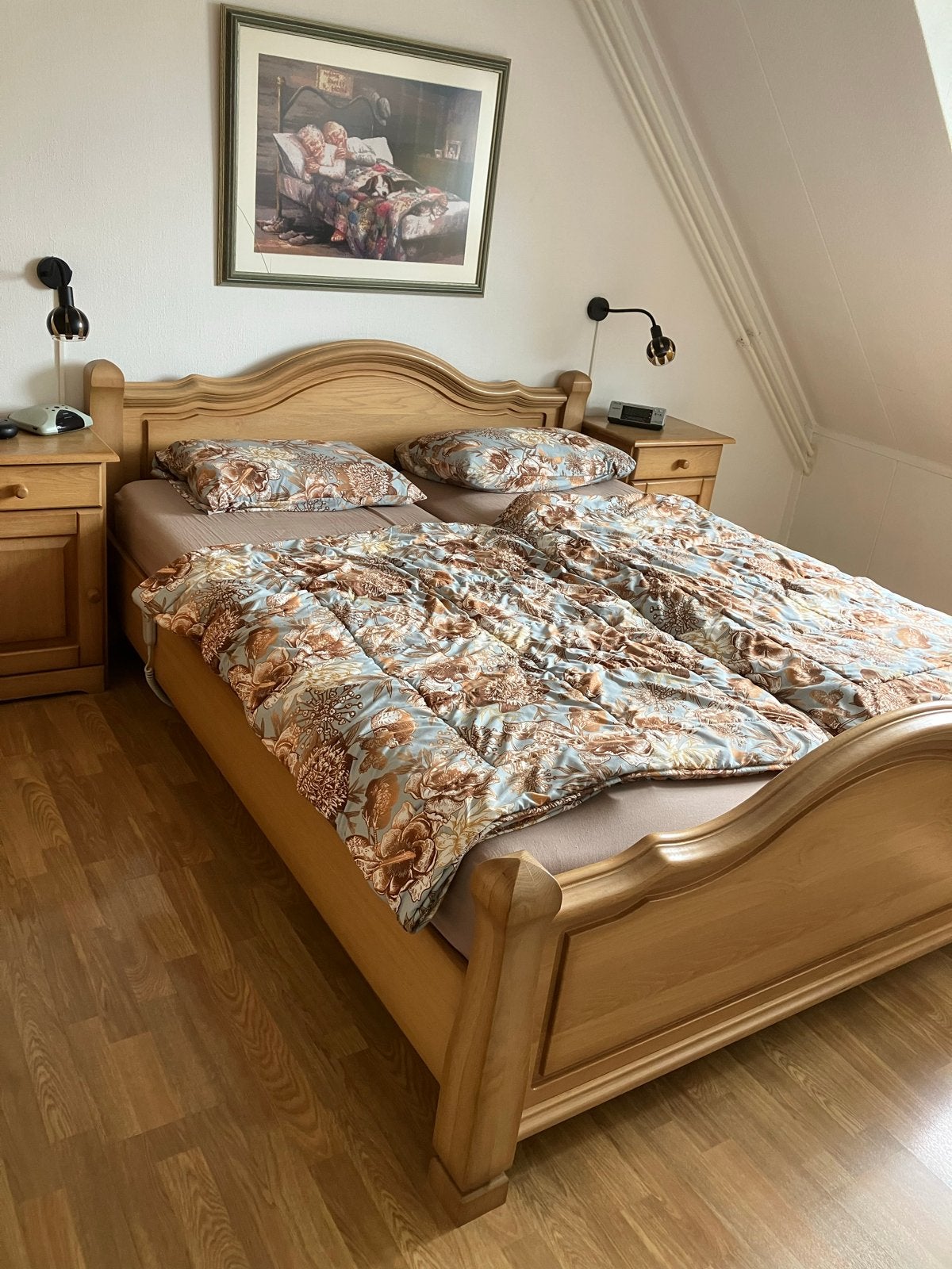 Massief houten slaapkamer, Ophalen, Gebruikt, Bruin, Tweepersoons