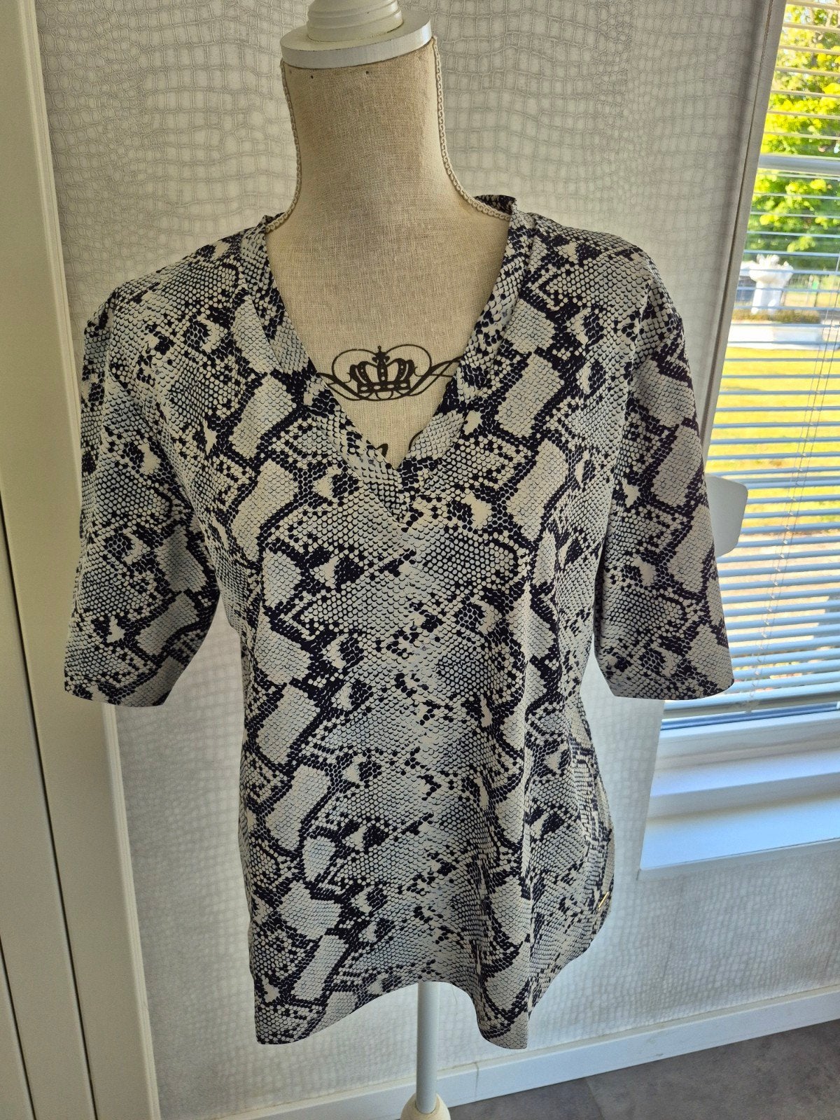 Mi Piace Shirt XXL met Blauwe Snakeprint, Kleding | Dames, T-shirts, Mi Piace, Blauw, Maat 46/48 (XL) of groter, Ophalen of Verzenden