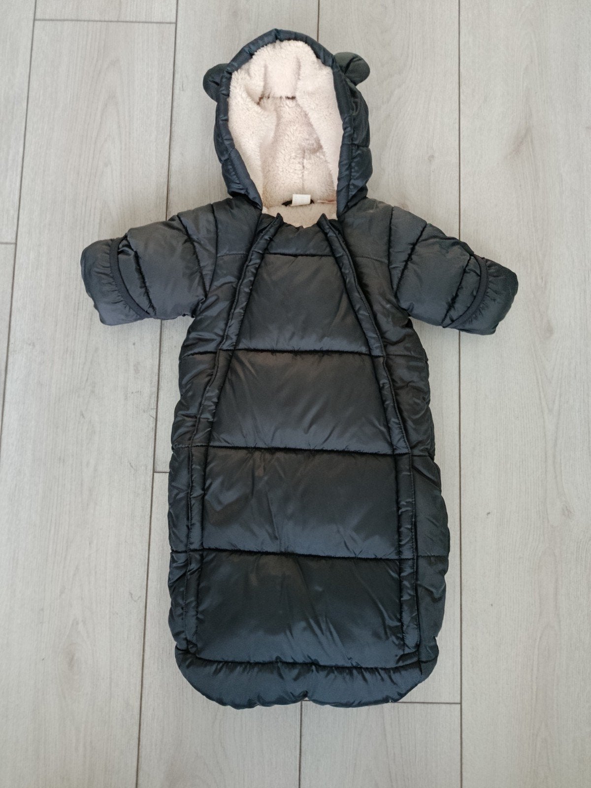 Warme baby winterjas / teddy gevoerde jas – 50/56 - zwart, Ophalen of Verzenden, Zo goed als nieuw, Deken