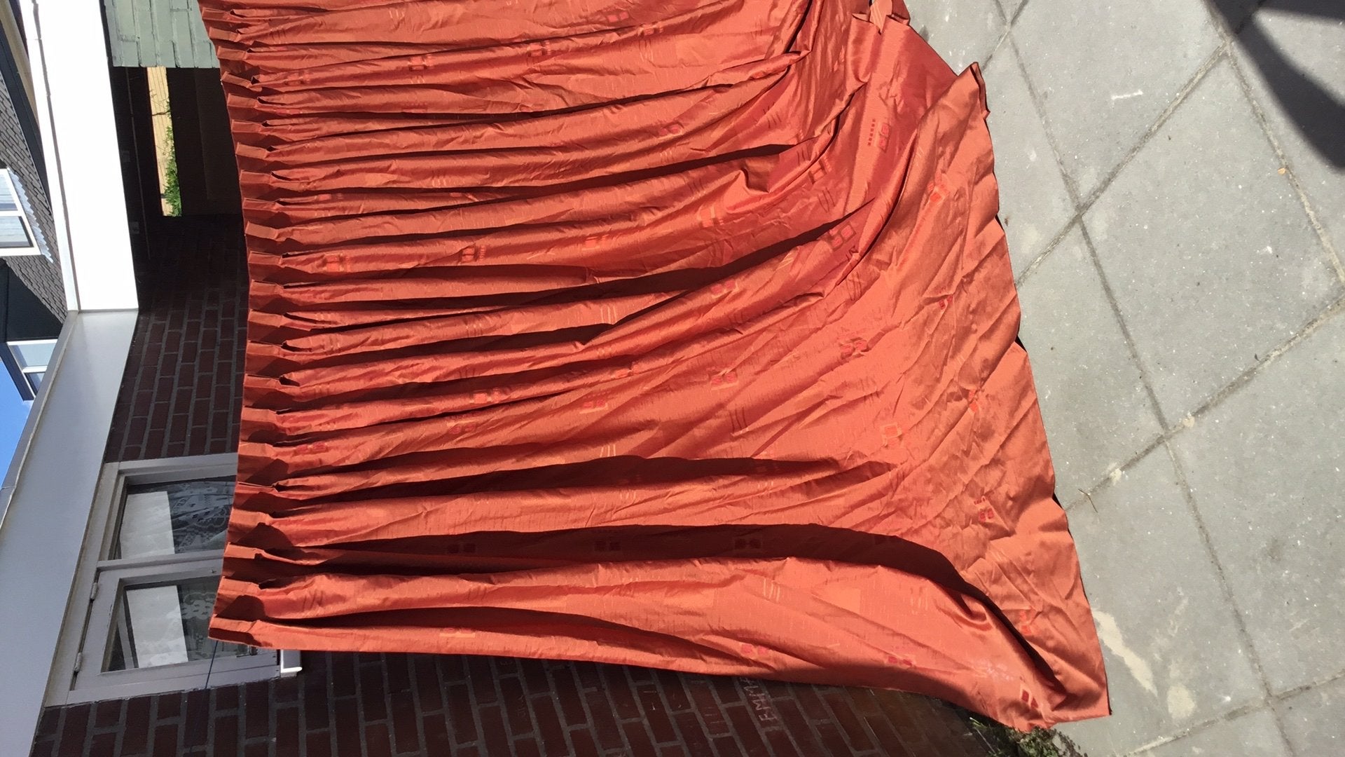 Gordijnen - oranje / koperkleurig, Huis en Inrichting, 270 cm, Plooiafwerking, Oranje, Ophalen of Verzenden