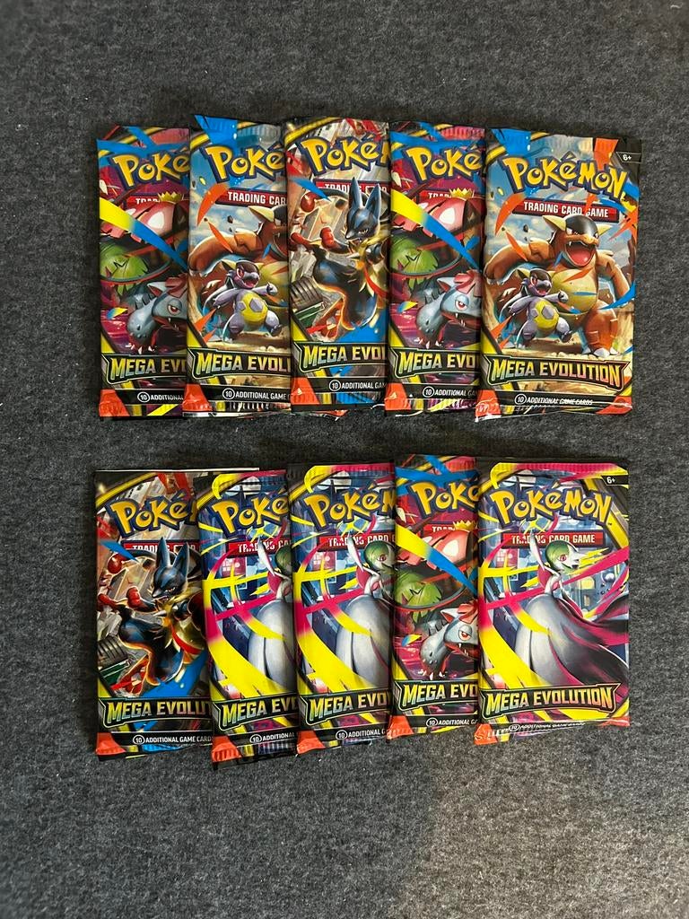 10x Mega Evolution Booster Packs, Ophalen of Verzenden, Zo goed als nieuw, Booster