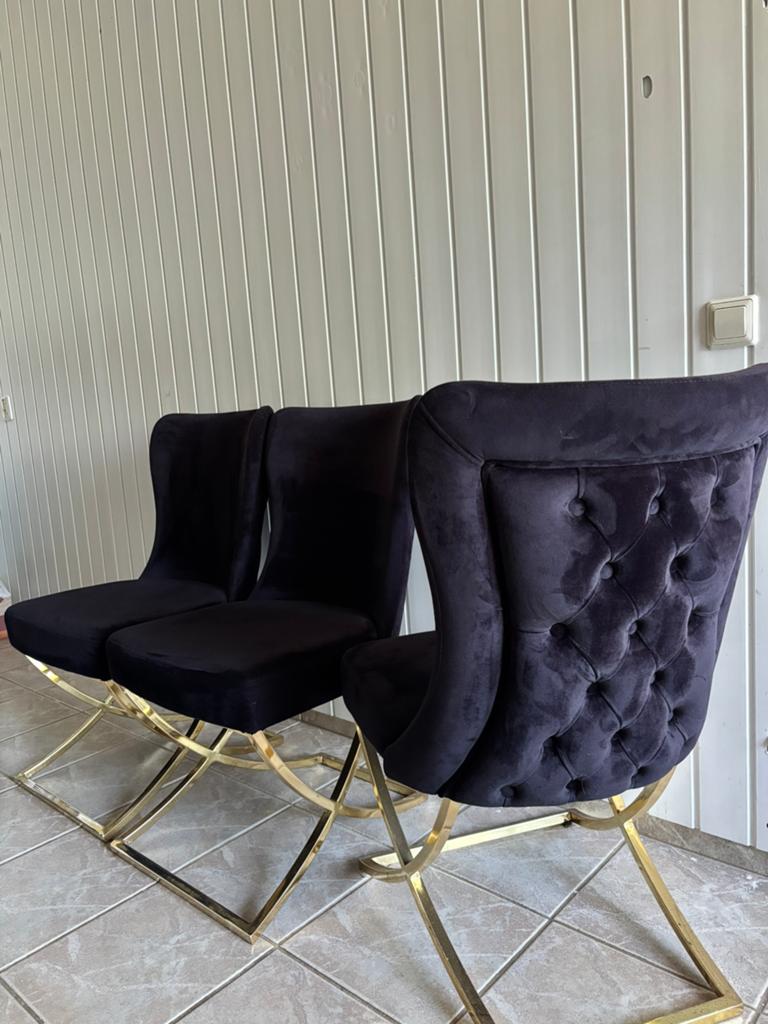 Eetkamer stoelen velvet r, Ophalen of Verzenden, Gebruikt, Zwart, Drie