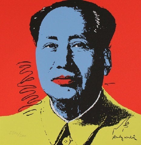 Andy Warhol(1928) Kleur Lithografie"MaoTseTung Nr 9" Gen Ges, Antiek en Kunst, Kunst | Litho's en Zeefdrukken, Gesigneerd in de plaat