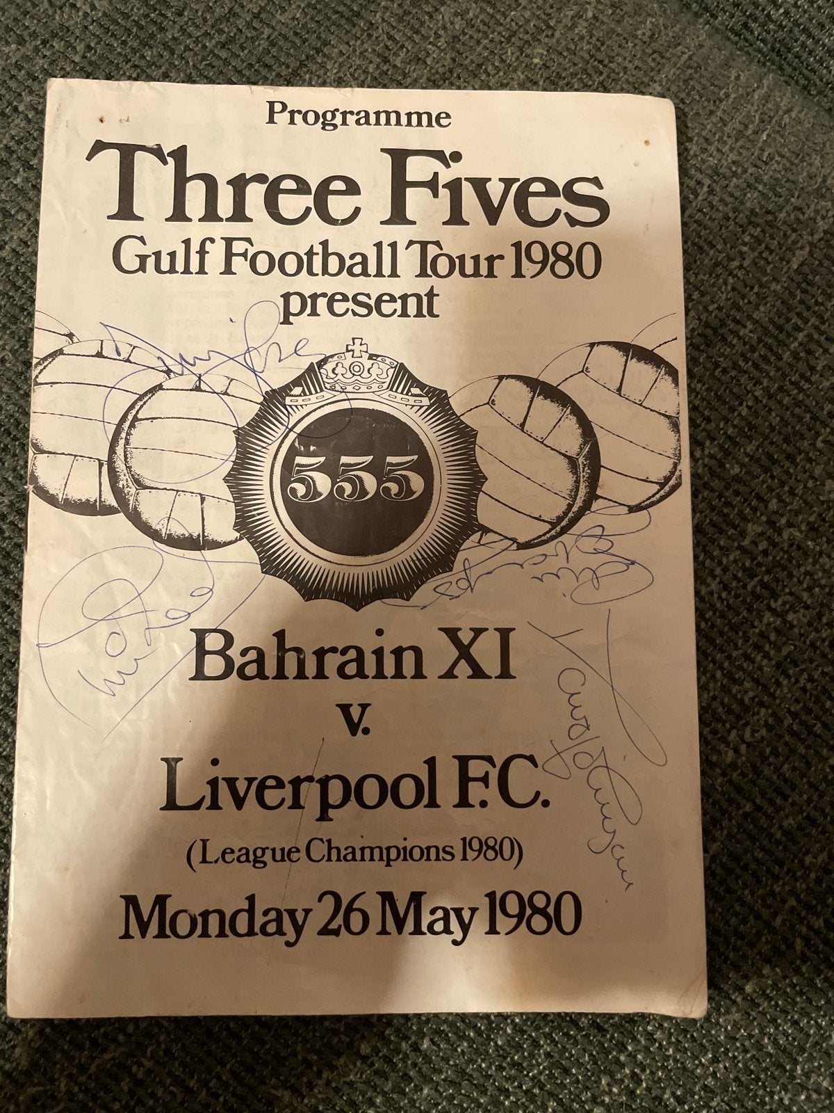 Voetbalprogramma: Bahrain XI vs. Liverpool FC (1980), Ophalen of Verzenden, Gelezen, Balsport