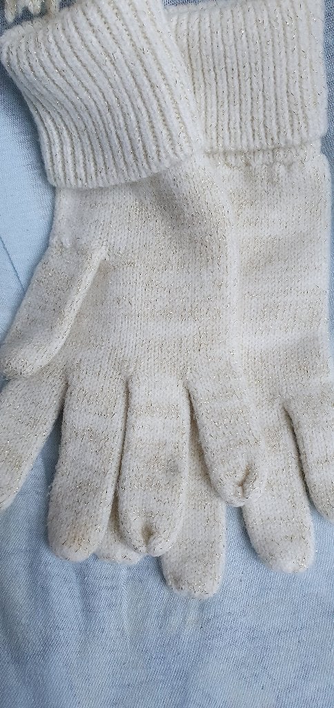 Witte gebreide handschoenen met gouden glitter, Kleding | Dames, Maat 38/40 (M), Nieuw, Ophalen of Verzenden, Onbekend