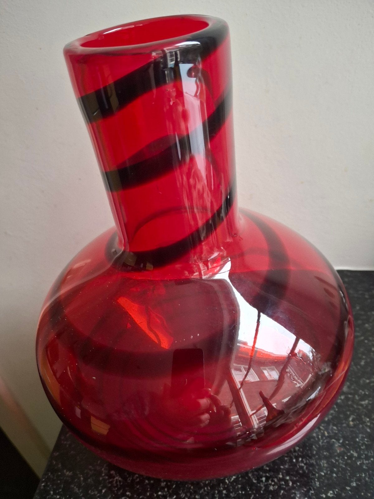 Vintage zware Design glazen kunstvaas, Ophalen of Verzenden