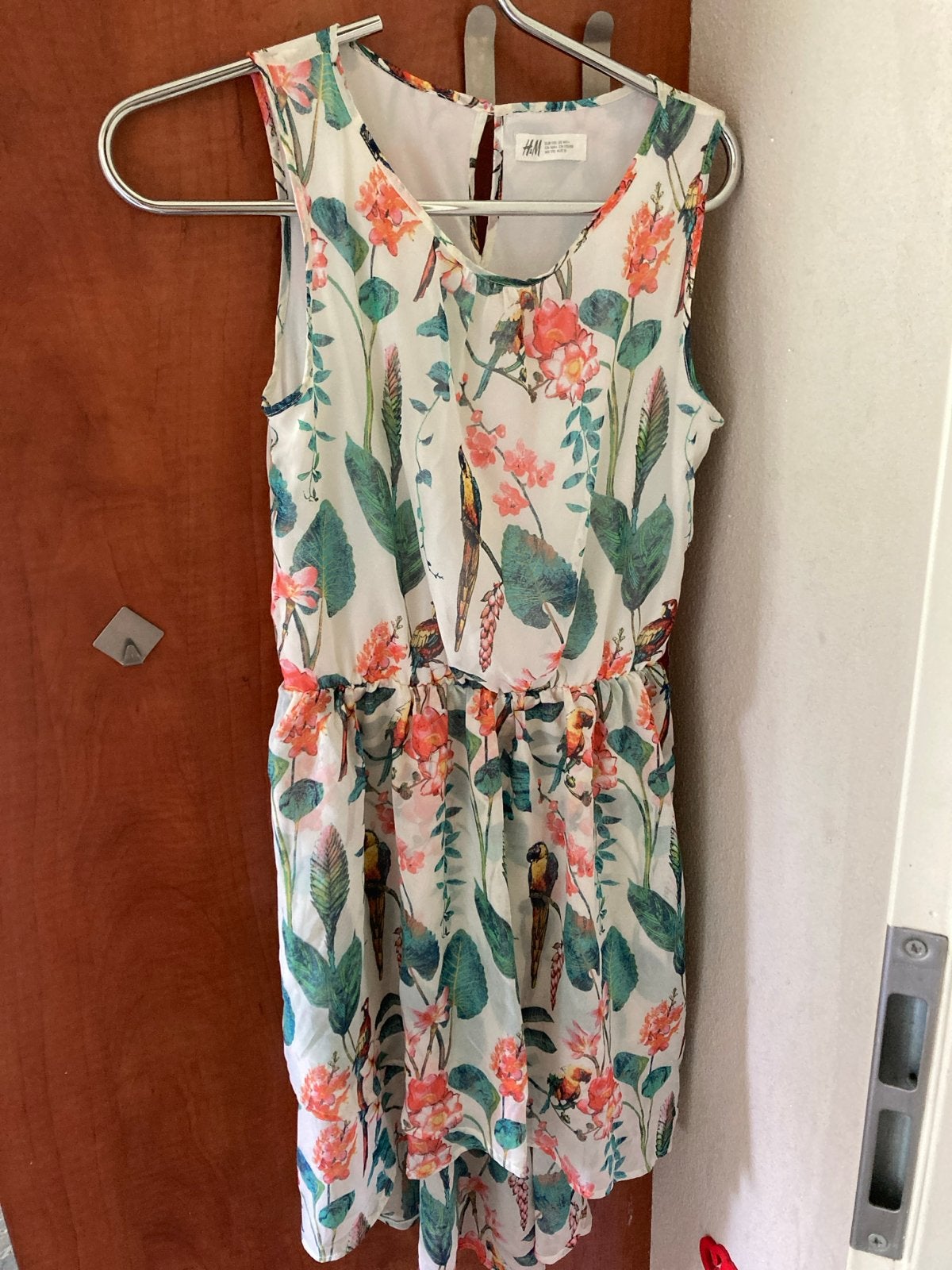 Maat 170 Zomerse H&M jurk met vogel- en bloemenprint, Ophalen of Verzenden