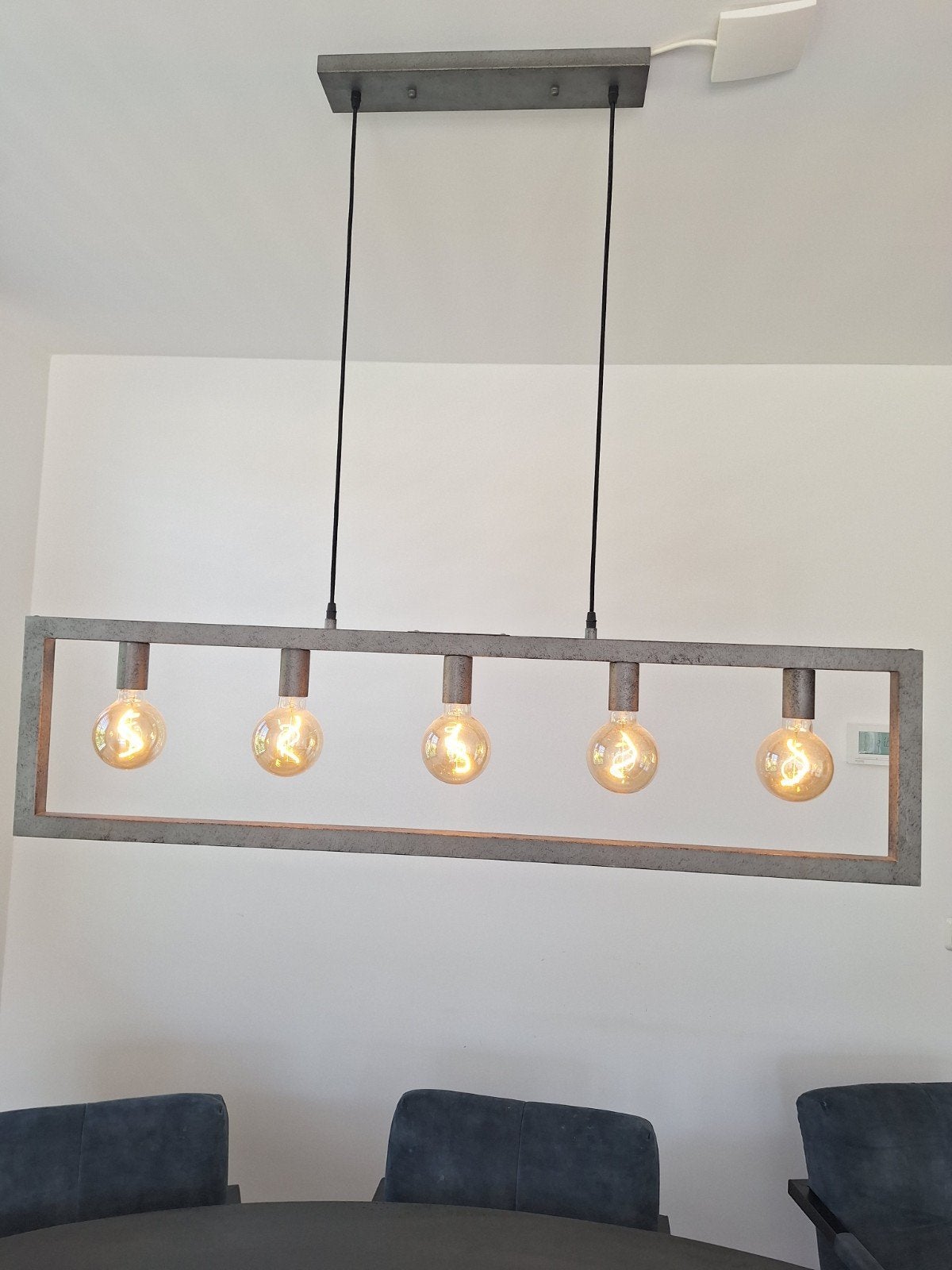 Industriële hanglamp met 5 Edison LED-lampen, Ophalen, Gebruikt, Overige materialen, Industrieel, Modern