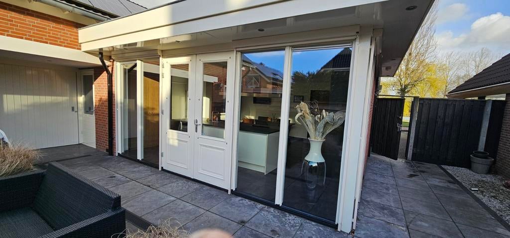 2 Screens  Ral 9001, doek donkergrijs, Tuin en Terras, Ophalen, Zo goed als nieuw, Screen
