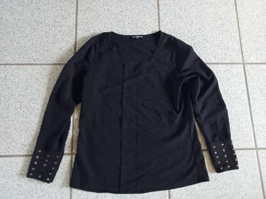 Zwarte Superstar top met lange mouwen en studs, maat XS, SUPERSTAR, Zwart, Ophalen of Verzenden, Zo goed als nieuw