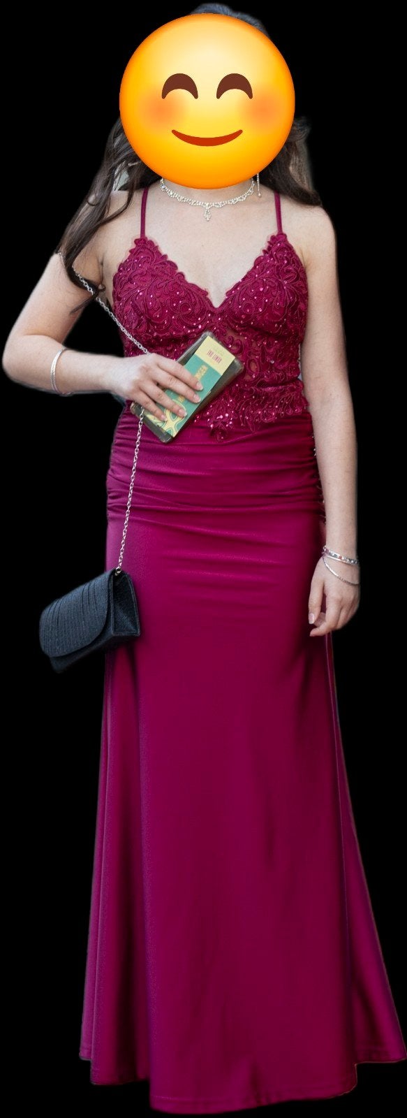 Elegante Galajurk in donkerroos met Kant, Galajurk, Ophalen of Verzenden, Zo goed als nieuw, Roze