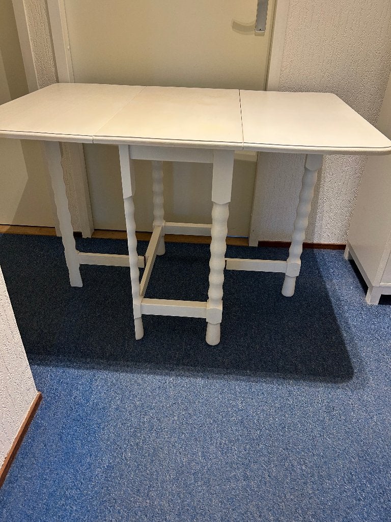side table wit inklaptafel, Ophalen, Gebruikt, 50 tot 100 cm, Brocante