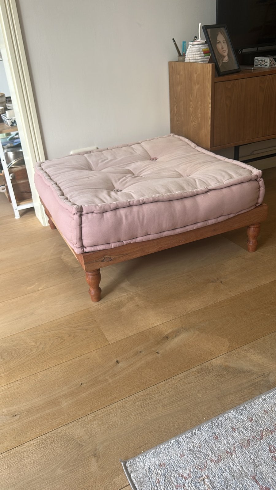 Roze Pouf Ottoman van SKLUM - Zo goed als nieuw, Ophalen, Vierkant, Zo goed als nieuw, 75 tot 100 cm