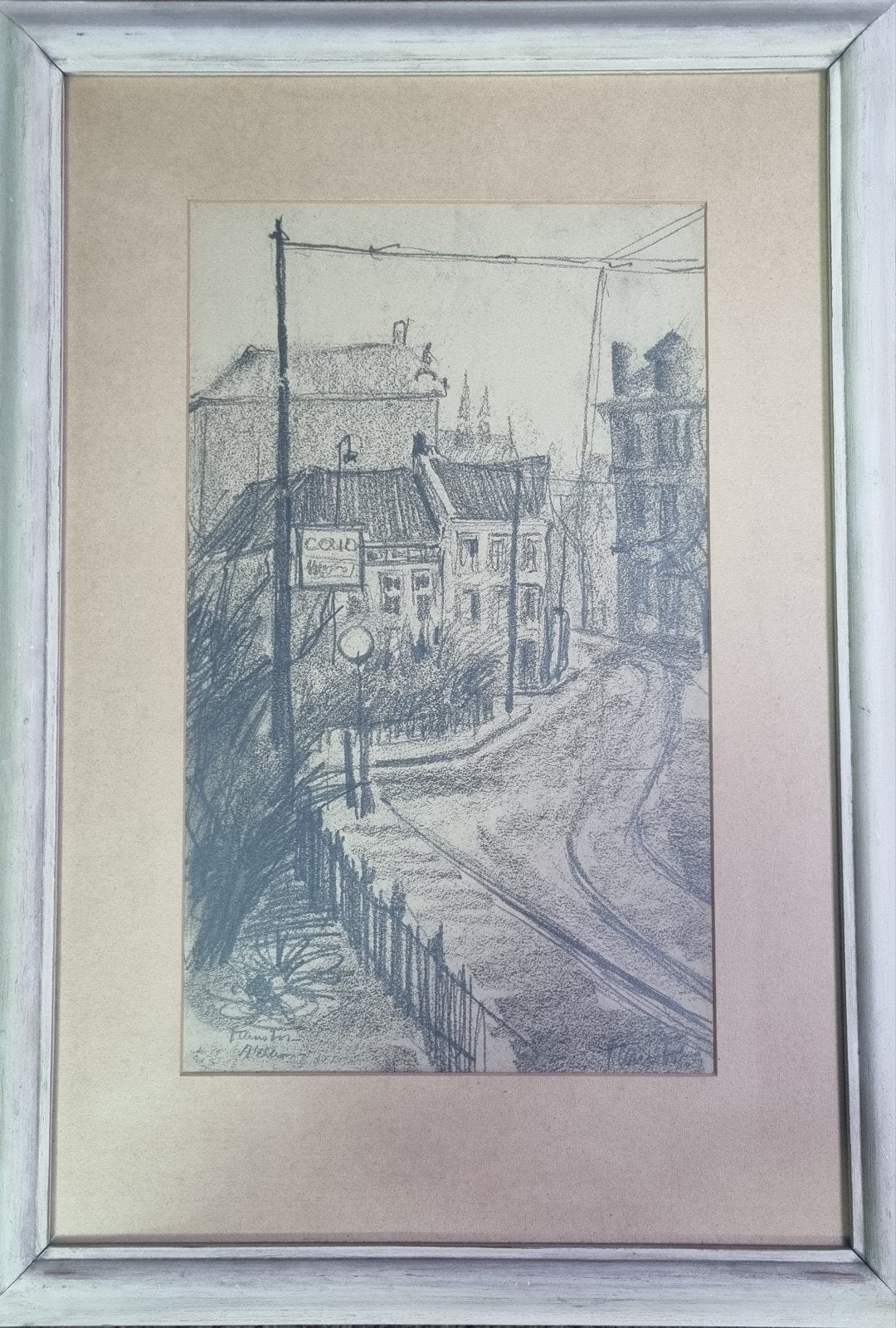 Frans Bot - Originele tekening Amsterdam (Fransche Laan), Antiek en Kunst, Kunst | Tekeningen en Foto's, Ophalen, Tekening, Houtskooltekening