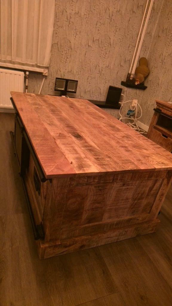 TV Meubel / SALON Tafel LOFT, Ophalen, Mango Hout, 150 tot 200 cm, Nieuw