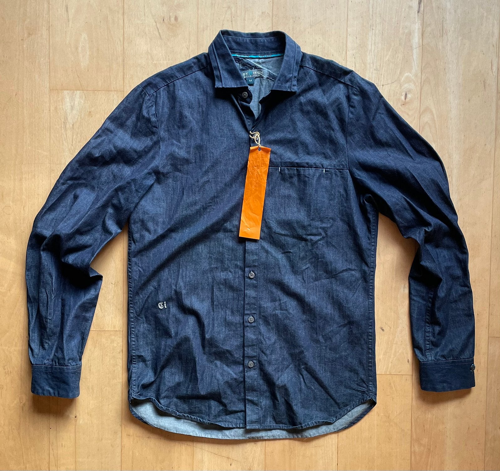 Cast Iron design denim overhemd shirt donker blauw M, Ophalen of Verzenden, Blauw, Halswijdte 39/40 (M)