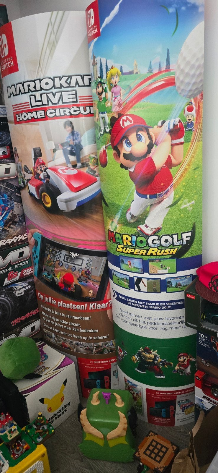 Pokémon Shining Pearl & Mario Golf Super Rush Display, Ophalen, Gebruikt, Overige typen, Foil