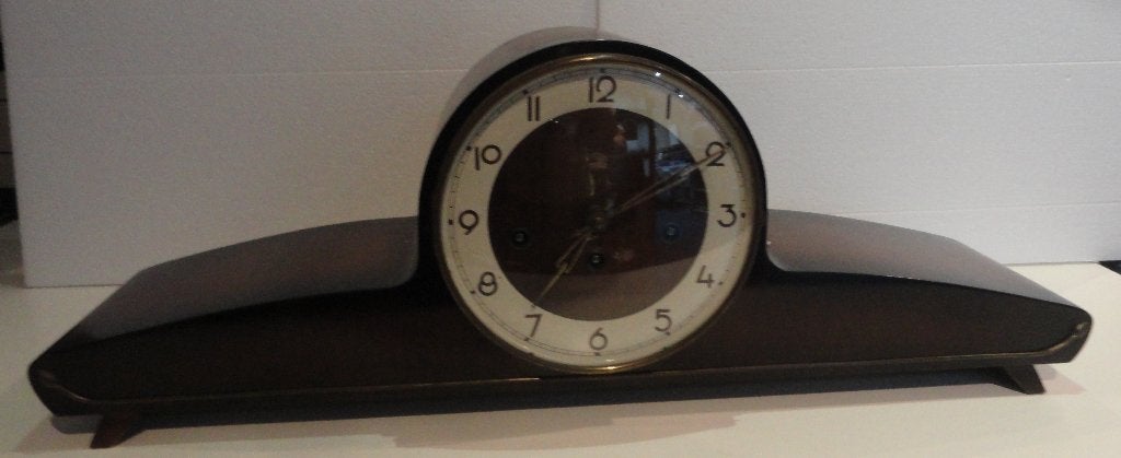 Vintage Art Deco Schouwklok - Houten Mantelklok, Ophalen of Verzenden