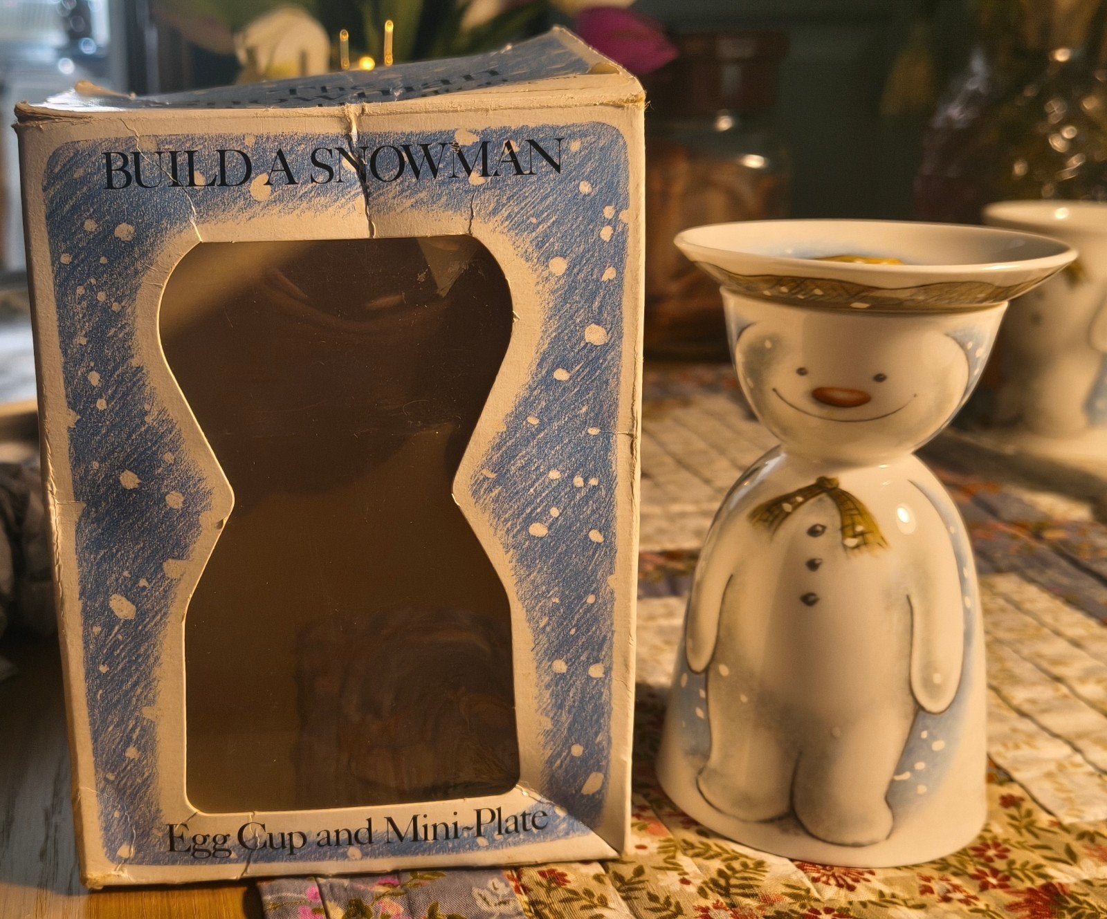 Royal Doulton Sneeuwpop Eierdopje en Mini-Bordje - Nieuw, Overige stijlen, Nieuw, Ophalen of Verzenden, Wit