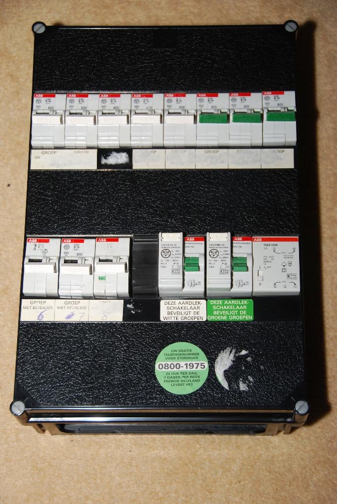 ABB Hafonorm kast, 3 Fase, 2 x 12 MW, 11 x B16, 2 x RCBO, Hobby en Vrije tijd, Elektronica-componenten, Ophalen of Verzenden, Gebruikt
