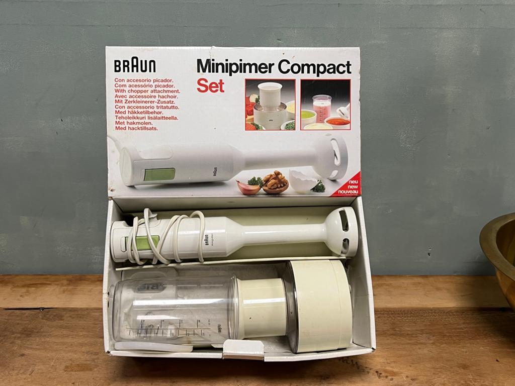 Vintage Braun staafmixer MR300 in doos designklassieker, Witgoed en Apparatuur, Minder dan 1 liter, Ophalen of Verzenden, Gebruikt