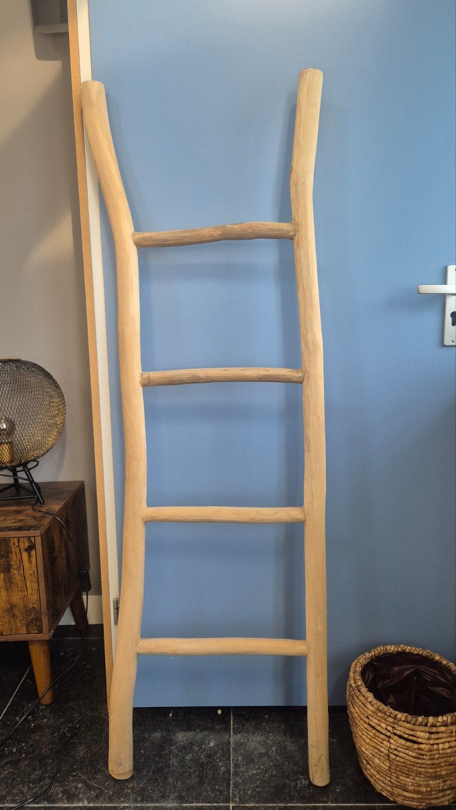Decoratieve ladder, Ophalen, Zo goed als nieuw, Beige, Hout