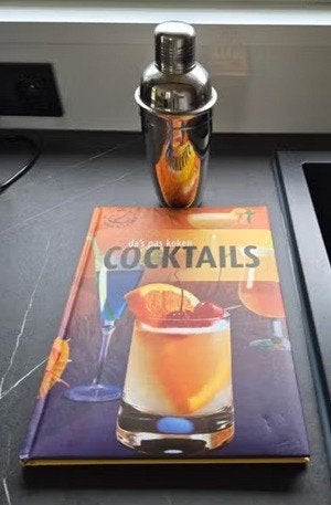Cocktail shaker RVS + boek Cocktails Da's pas koken, Ophalen, Overige typen, Zilver, Zo goed als nieuw
