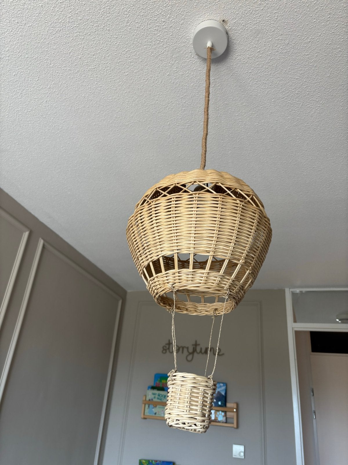 Zara Luchtballon Lamp - Rotan Hanglamp Kinderkamer, Ophalen of Verzenden, Zo goed als nieuw, Natuurlijk materiaal