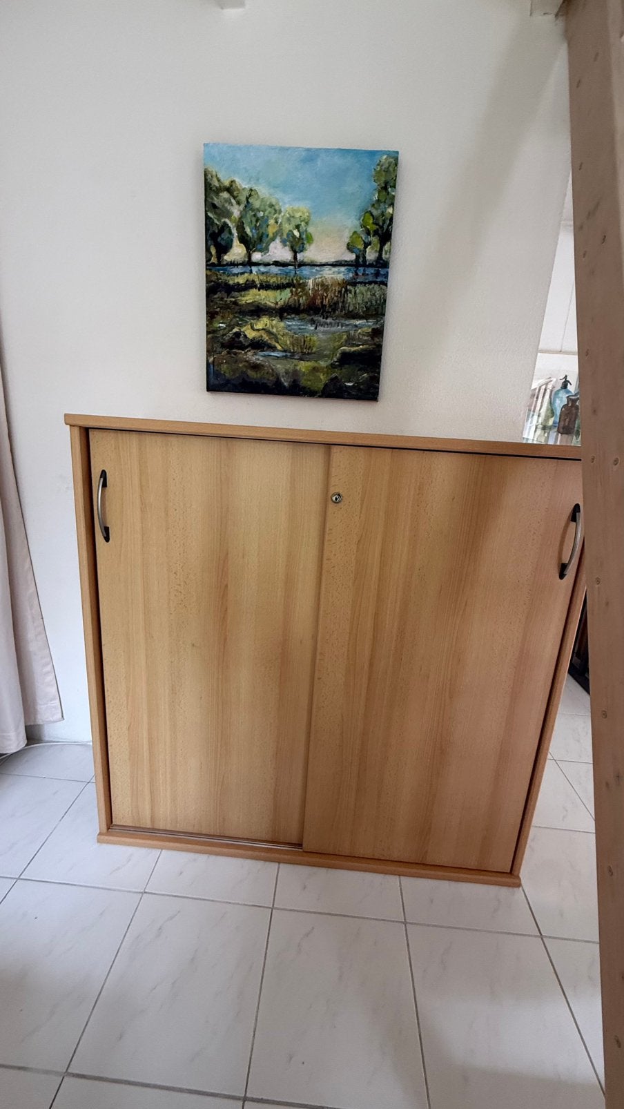 Schuifkast bijpassend bij bureau, Huis en Inrichting, Kasten | Roldeurkasten en Archiefkasten, Ophalen, 50 tot 100 cm, Zo goed als nieuw