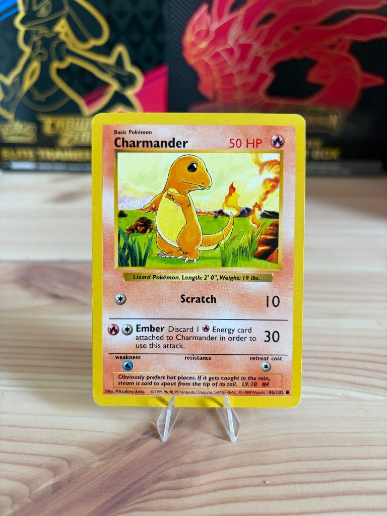 Charmander 46/102 base set shadowless, Hobby en Vrije tijd, Verzamelkaartspellen | Pokémon, Ophalen of Verzenden, Gebruikt, Losse kaart