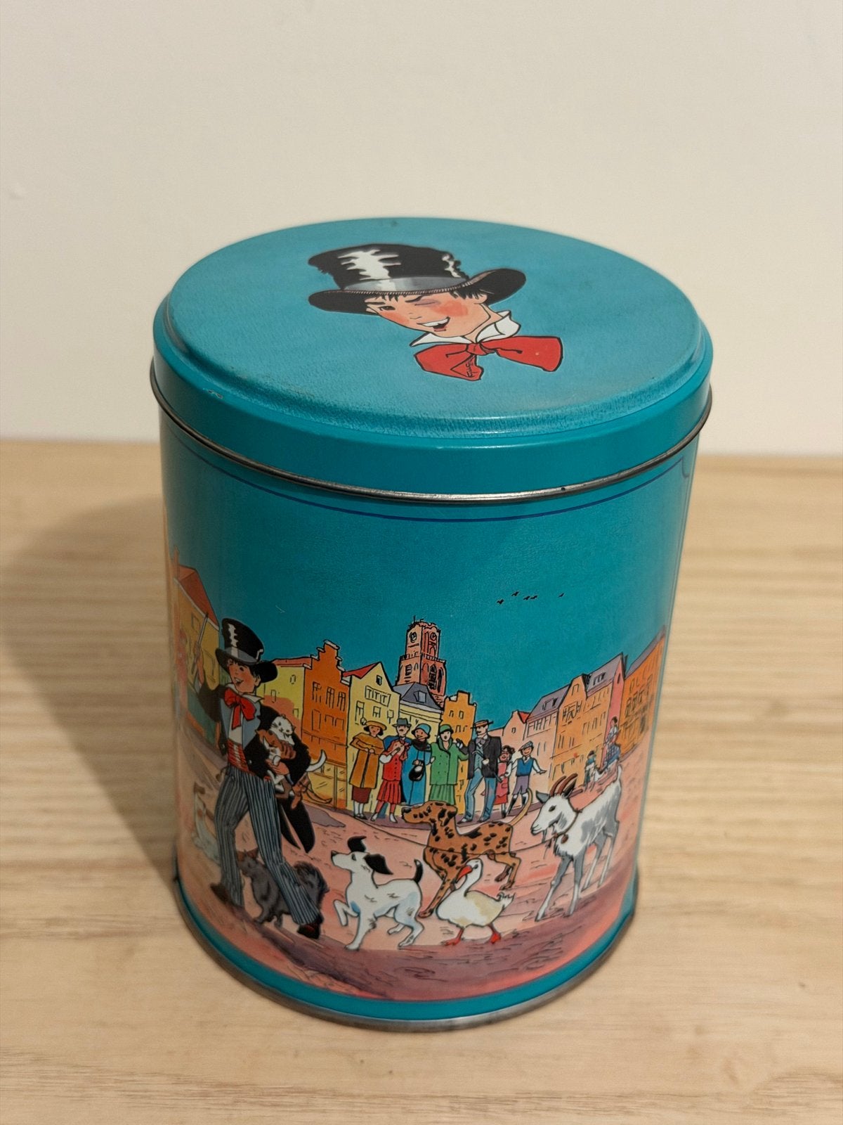 Vintage Dik Trom blik Ringers Import | Nostalgisch koekblik, Verzamelen, Ophalen of Verzenden, Gebruikt, Koek(jes), Overige merken