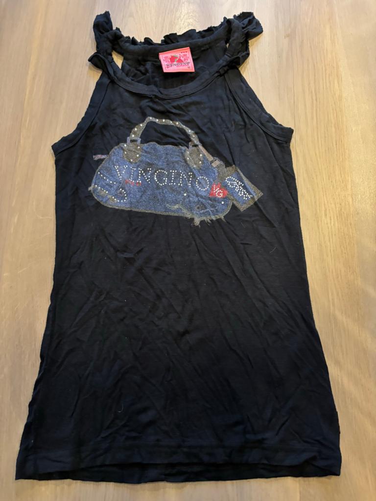 Zwart Vingino mouwloos topje met tas en hart print, Ophalen of Verzenden, Zo goed als nieuw, Meisje, Shirt of Longsleeve
