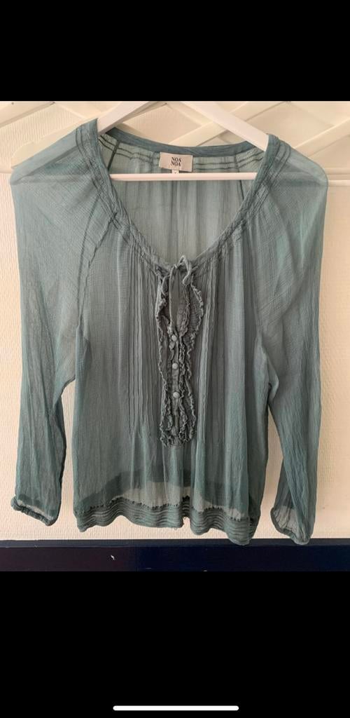 Noa Noa voile blouse grijs/groen maat S, Ophalen of Verzenden, Gedragen, Maat 36 (S), Groen