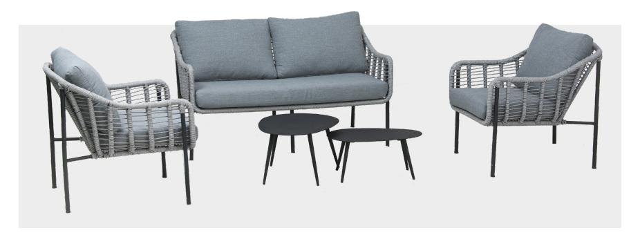 Loungeset Kimora | rope | lichtgrijs, Ophalen, 6 zitplaatsen, Nieuw, Bank