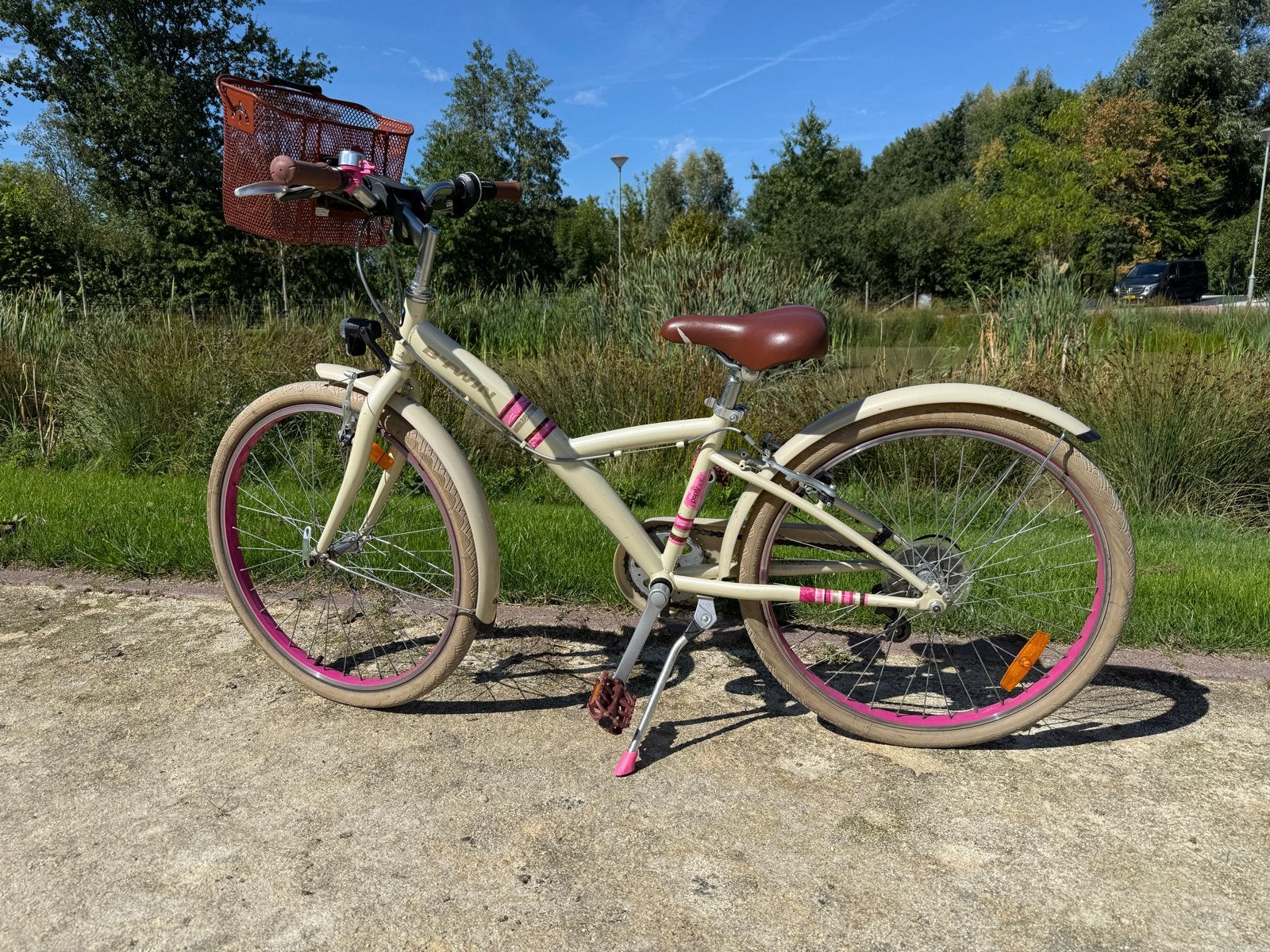 B'Twin Poply 500 Meisjesfiets 24 inch -  gebruikt, Ophalen, Velgrem, Handrem, Gebruikt