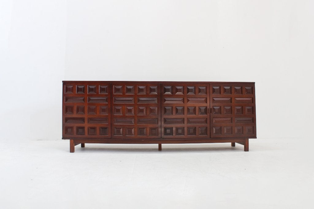 Spanish Brutalist Sideboard Credenza, Met deur(en), 150 tot 200 cm, Vintage, Ophalen of Verzenden