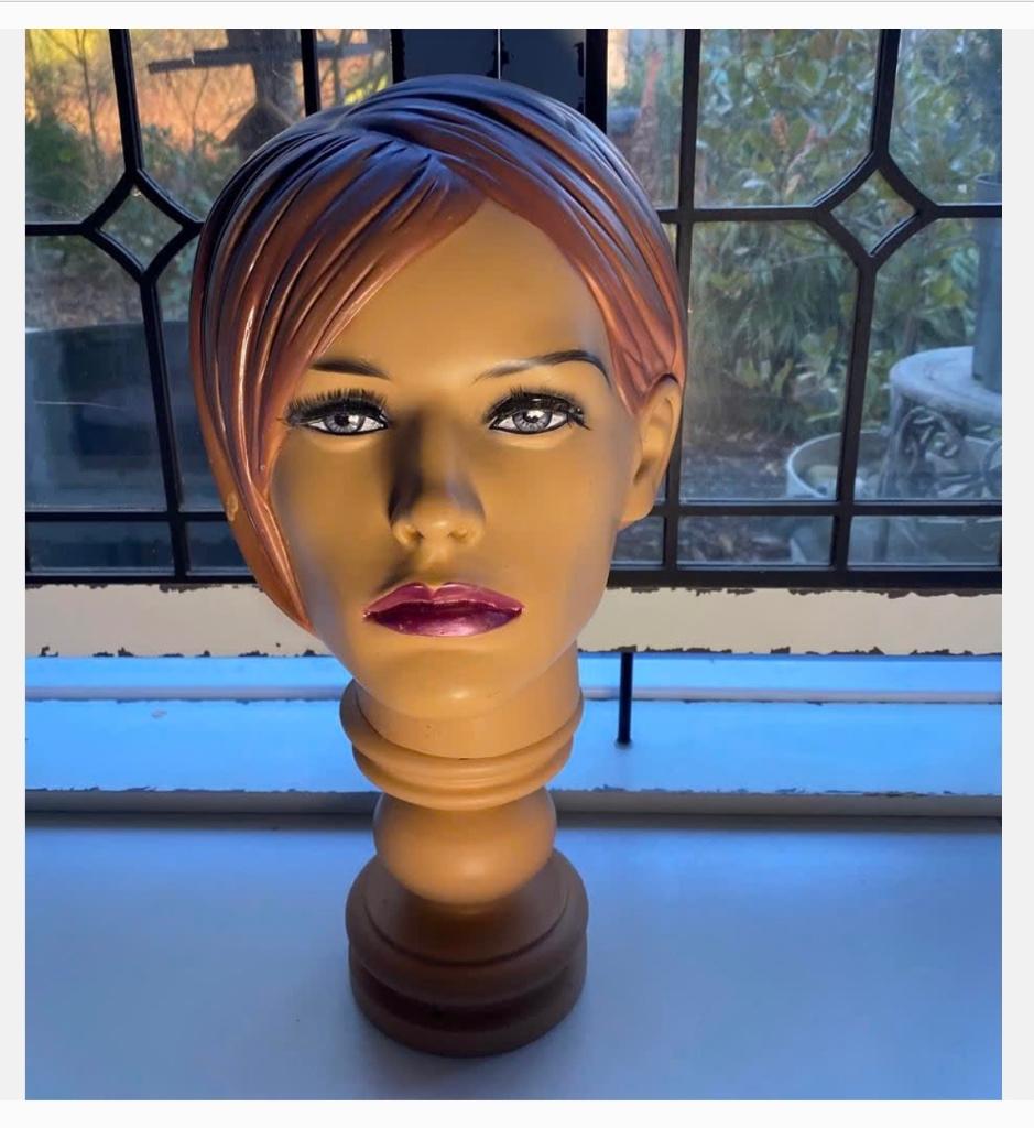 Vintage Mannequin paspoppen hoofd head op voet 41 cm, Ophalen of Verzenden