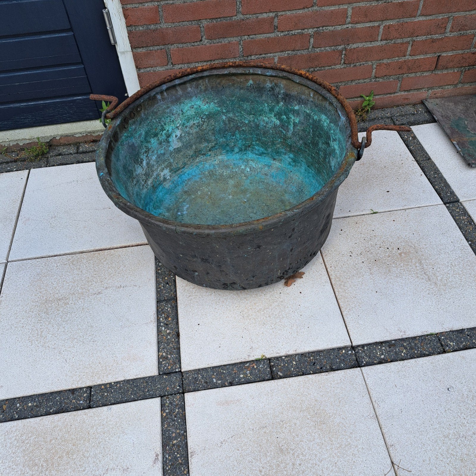 Antieke Koperen Ketel met Patina, Ophalen