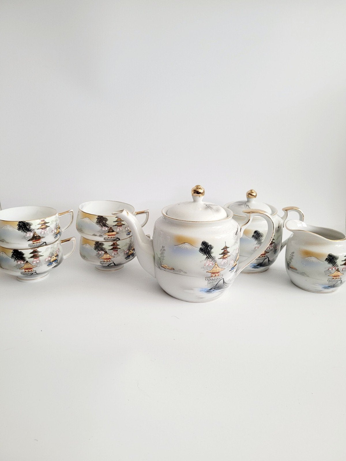 Hayasi Kutani Fine China porselein servies theepot kopjes, Antiek en Kunst, Antiek | Servies los, Ophalen of Verzenden