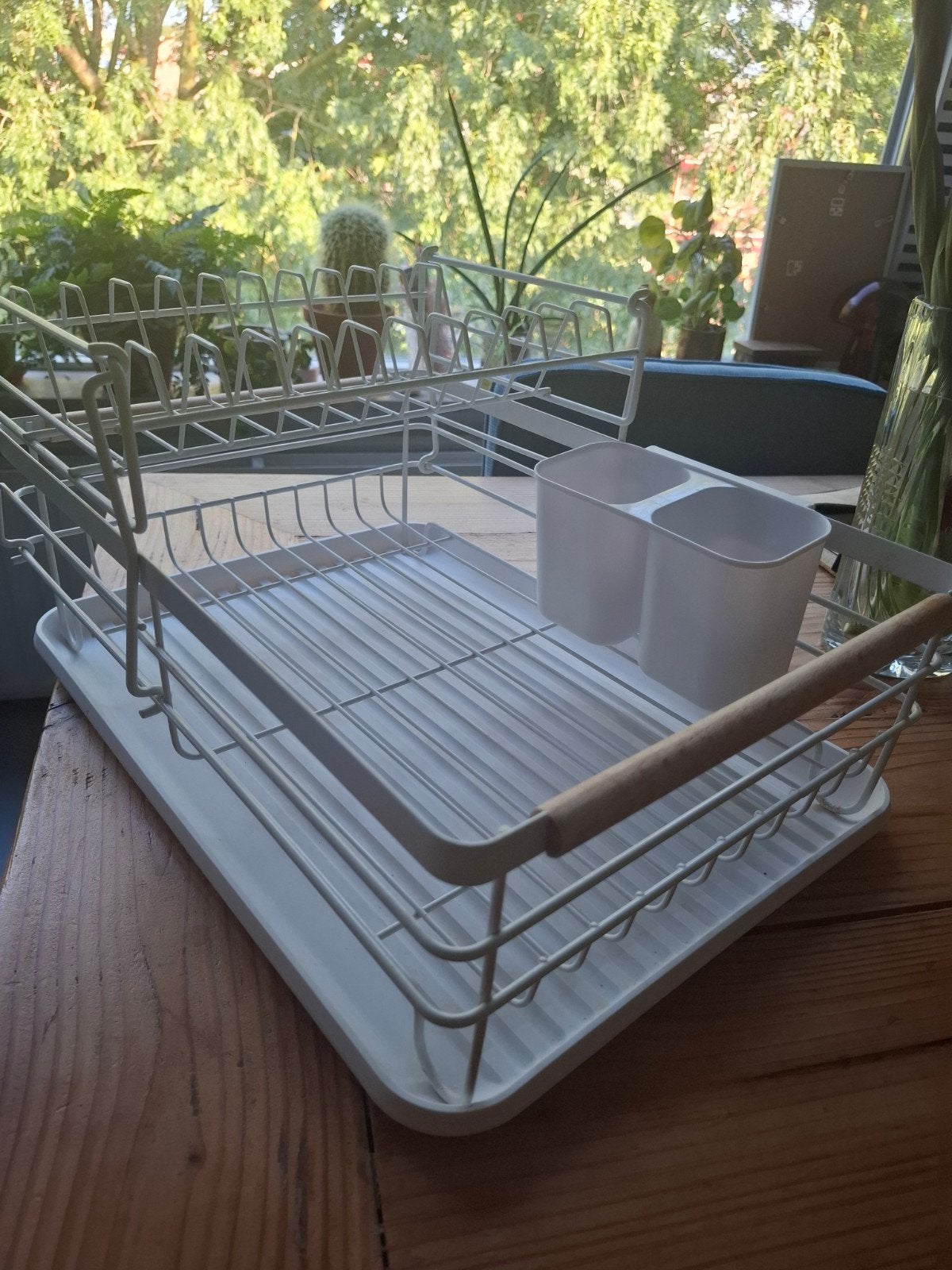 Navaris Wit afdruiprek met lekbak en bestekhouder, Huis en Inrichting, Keuken | Keukenbenodigdheden, Ophalen of Verzenden, Metaal