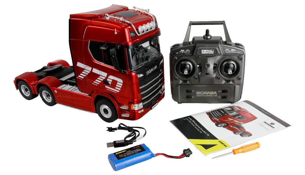 Huina Scania 770 S Truck Unit 6x4 1:18 Rood, Hobby en Vrije tijd, Elektro, Nieuw, Ophalen of Verzenden, Auto onroad